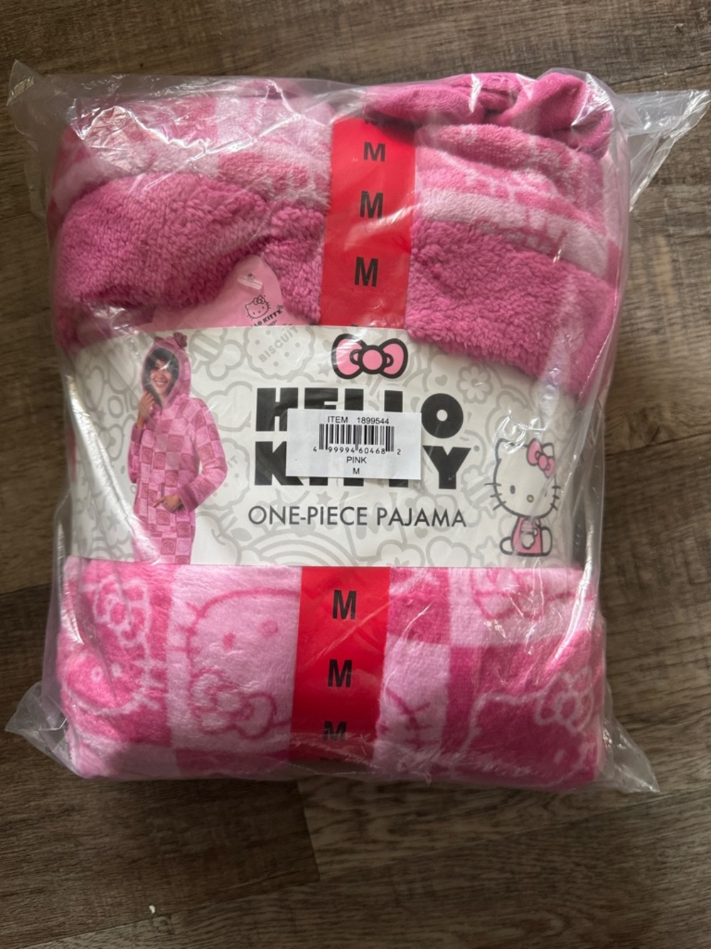 Hello Kitty Fuzzy One-Piece Pajama - Hot Pink & Light Pink